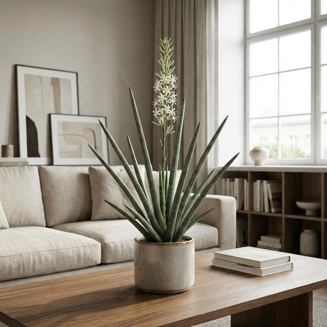 The architectural, cylindrical leaves of the African Spear plant.