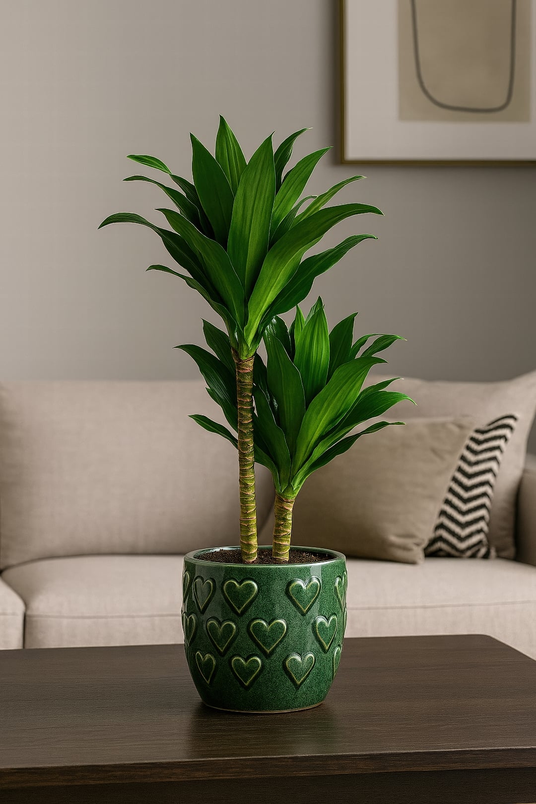 A robust Dracaena 'Janet Craig' with solid, deep-green, glossy leaves.