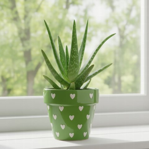 A healthy Aloe Vera plant in a terracotta pot sitting on a sunny windowsill