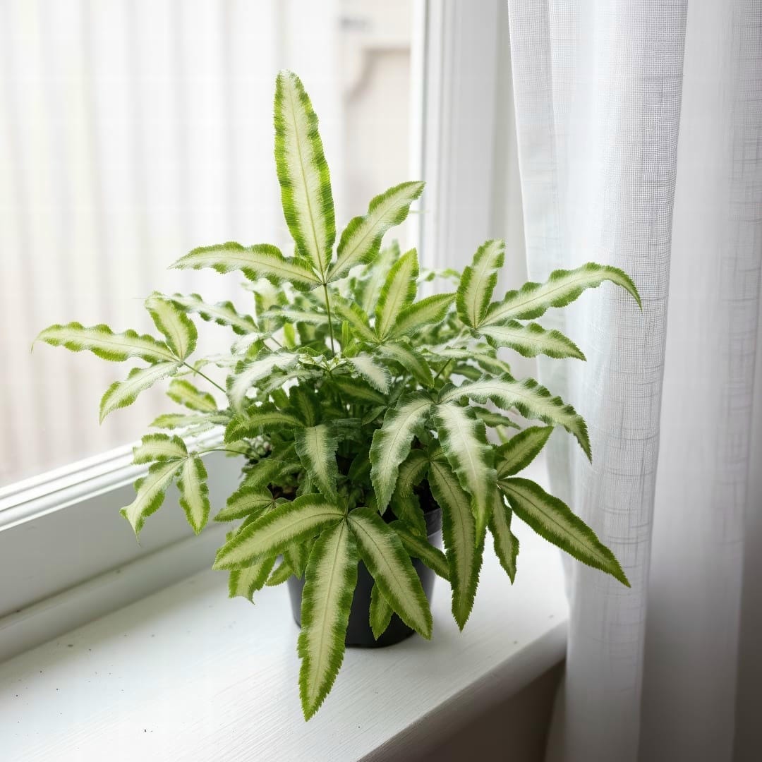 A healthy Pteris cretica in a clean white ceramic pot, showing off its beautiful frond structure.