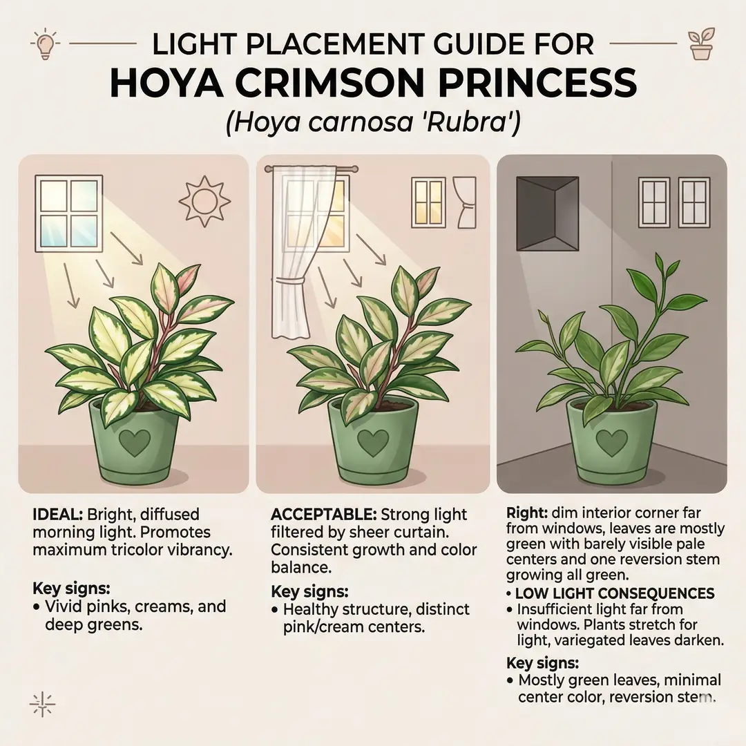 Close-up macro of a mature Hoya Crimson Princess leaf showing the glowing pale cream center and deep green outer margins