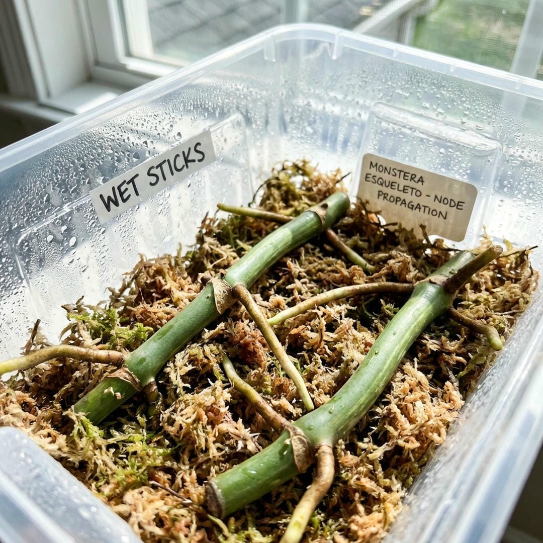 A 'wet stick' node propagating in moss