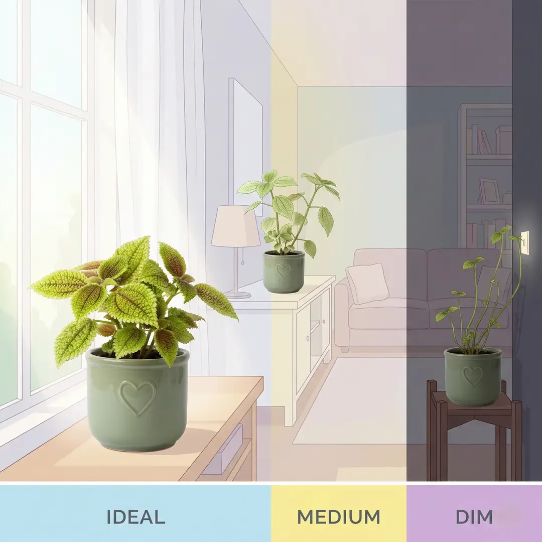 Ideal light conditions for Moon Valley Pilea