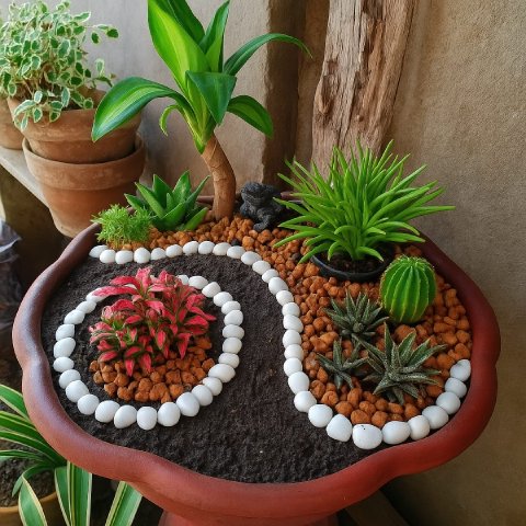 Peperomia Green Bean featured in a beautiful, mixed succulent dish garden.