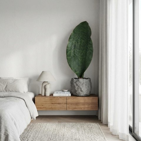 Whale Fin Sansevieria styled in a modern living room